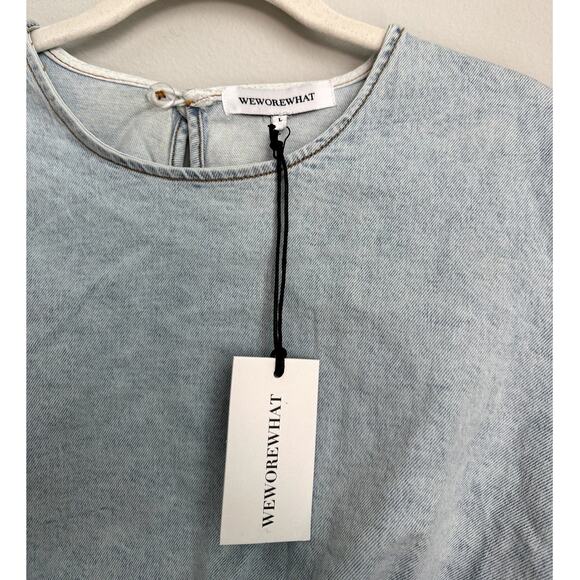 NWT WeWoreWhat Denim Cotton Crop Top Women's Large - Picture 4 of 5